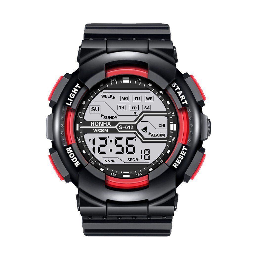 Wasserdicht männer Junge LCD Digital Stoppuhr Datum Gummi Sport Armbanduhr Kühle Licht Männer Sport Uhr hoch-ende Silikon: Rosa