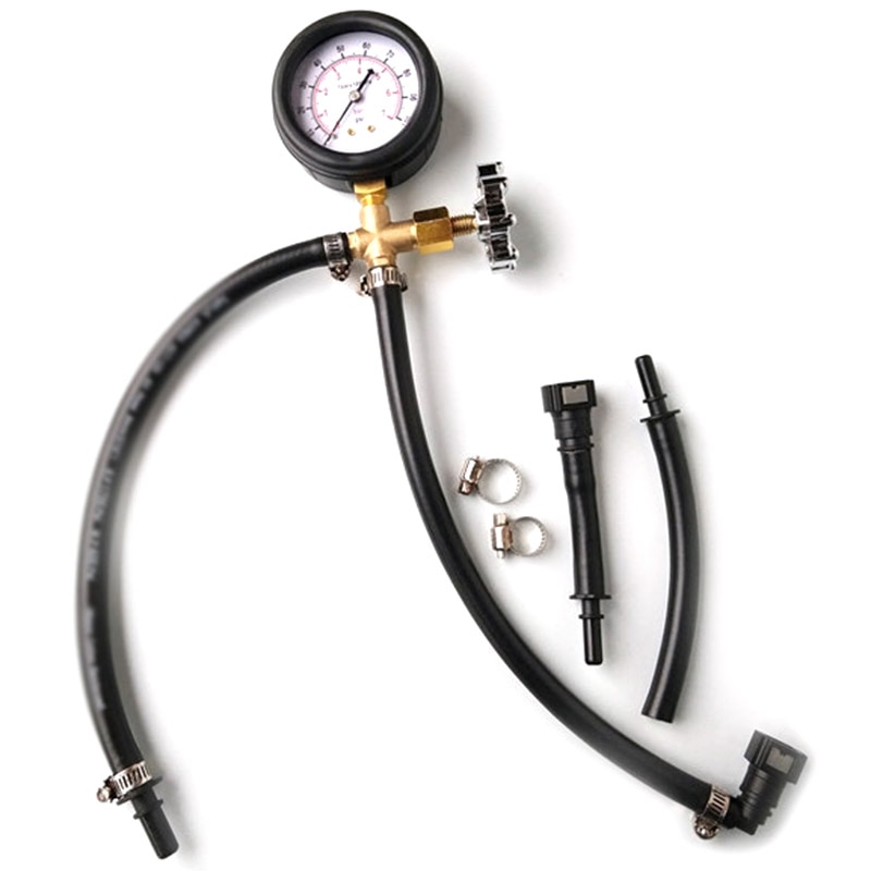 Quick Connected Fuel Injection Pump Pressure Tester Gauge with Valve 0-100PSI: Default Title