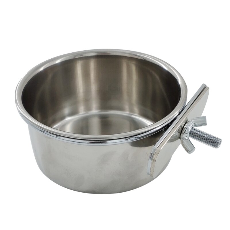 Pet Birds Hanging Cage Bowl Dish Cup Anti-turnover Stainless Steel Food Feeder