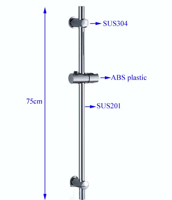 75cm shower sliding bar rod with soap dish and shower holder: Brushed Nickel