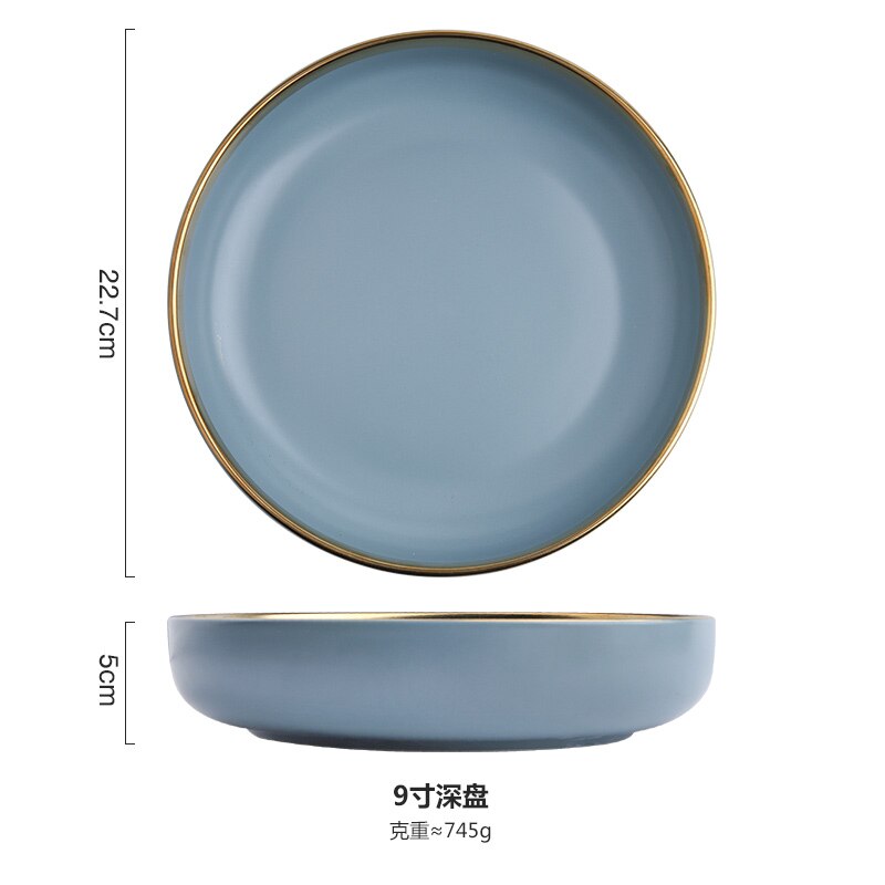 Europese Stijl Plaat Keramische Schotel Dinnerdinnerware Set Saus Rijst Kommen Soep Noedels Plaat Steak Westerse Voedsel Servies WF702214: 07