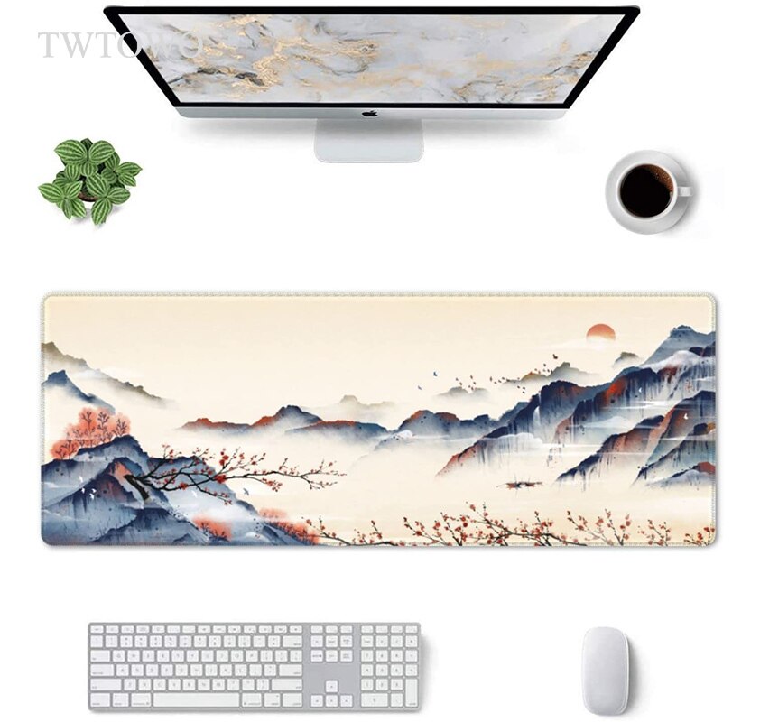 Japanese Style Mountain Tree Sakura Mouse Pad Gamer XL Computer Home Mousepad XXL keyboard pad Carpet Anti Slip Table Mat