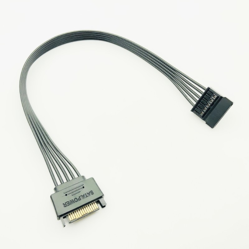 30 CM Zwart Single Mouwen SATA 15Pin Man-vrouw Power Verlengkabel HDD SSD Voeding Kabel SATA Power kabel voor PC