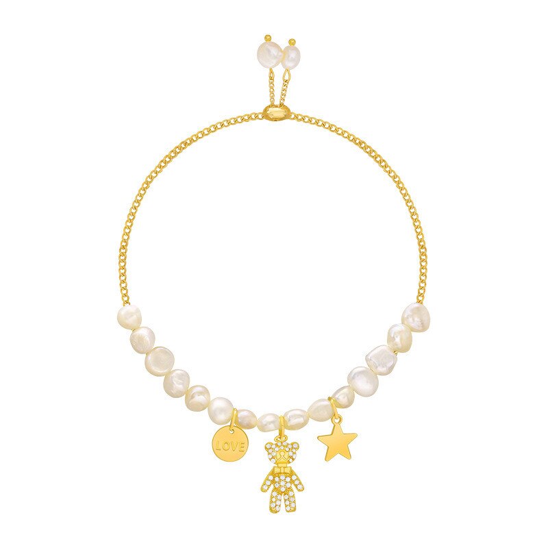 Koreaanse barokparelarmband voor dames, kristal roestvrij staal, stervormige manchetarmband, luxe sieradenaccessoires: Default Title
