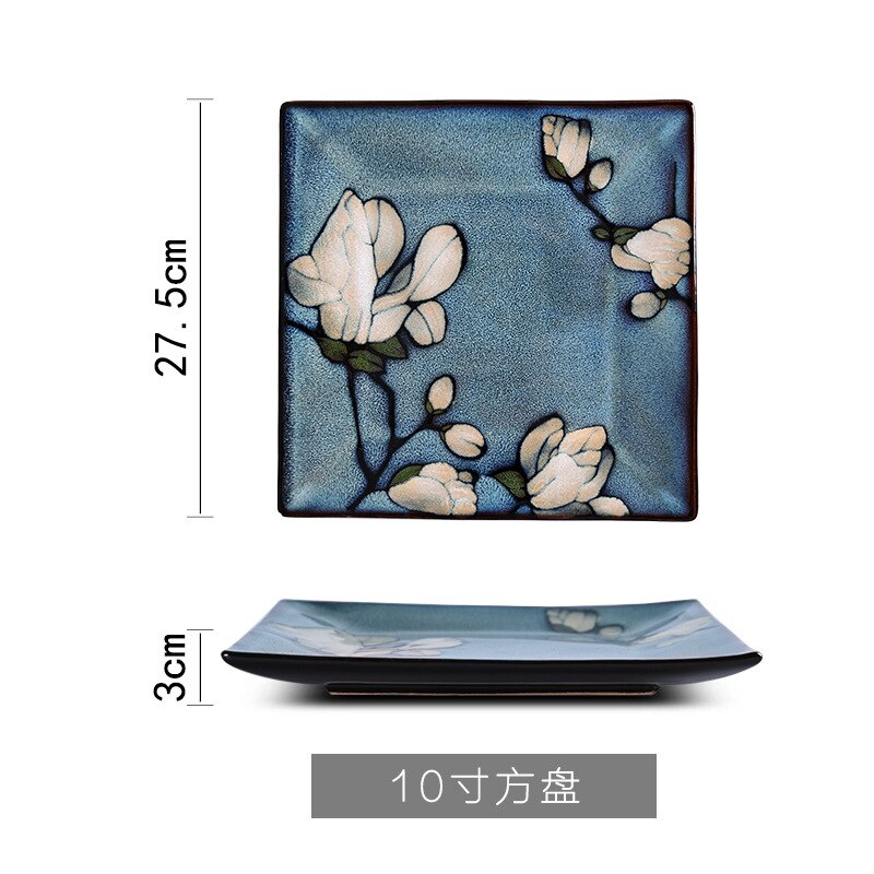 Lingao japansk håndmalt porselen magnolia servisesett husholdnings rund tallerken risbolle fiskebolle stor suppebolle