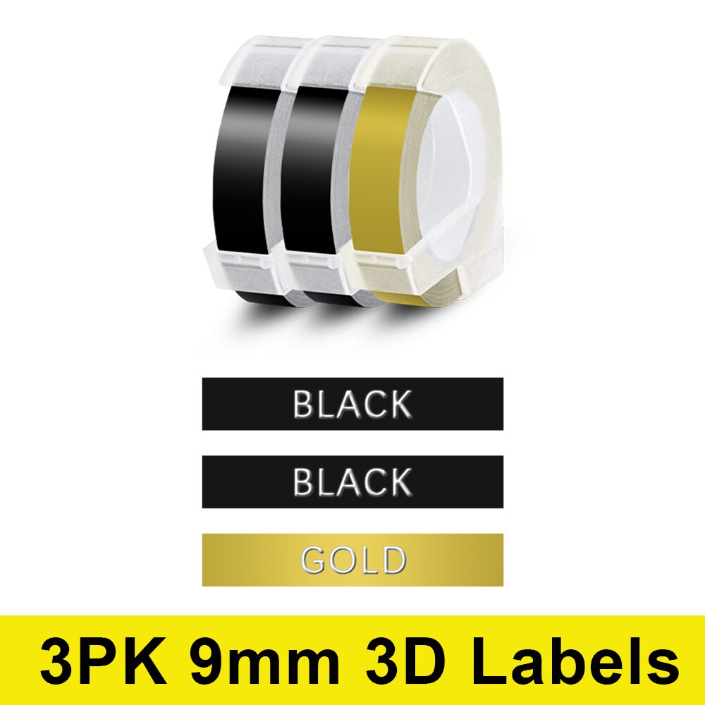 3PK 9mm 3D tłoczenie taśma z etykietami dla Motex E101 drukarka do etykiet dla Dymo E-101 instrukcja maszyna do pisania DIY 3D taśma drukarka etykiet maszyna: 3PK Mixed 11