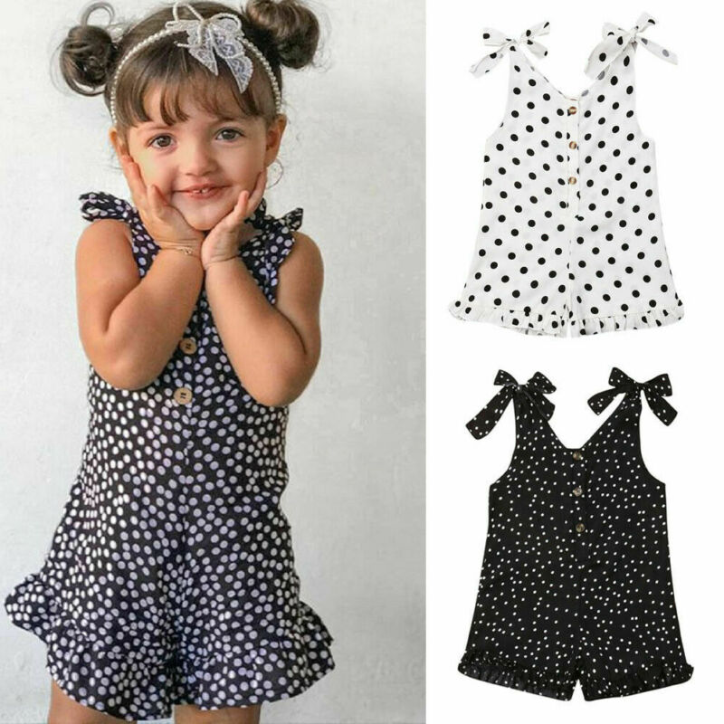 Pudcoco peuterkleding voor meisjes, romper met bandjes en stippen, zomeroutfit voor kinderen, overalls