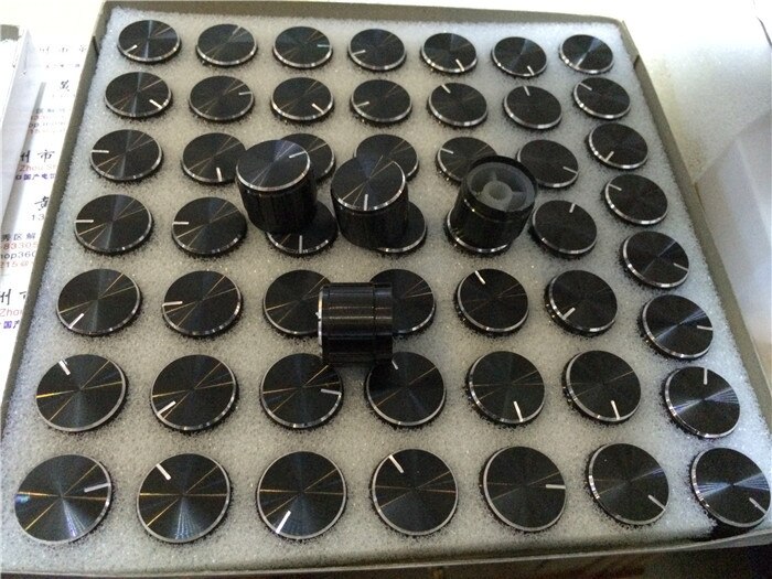 50pcs aperture of 6mm aluminum potentiometer knob switch / volume knob cap 21 * 17mm black gold