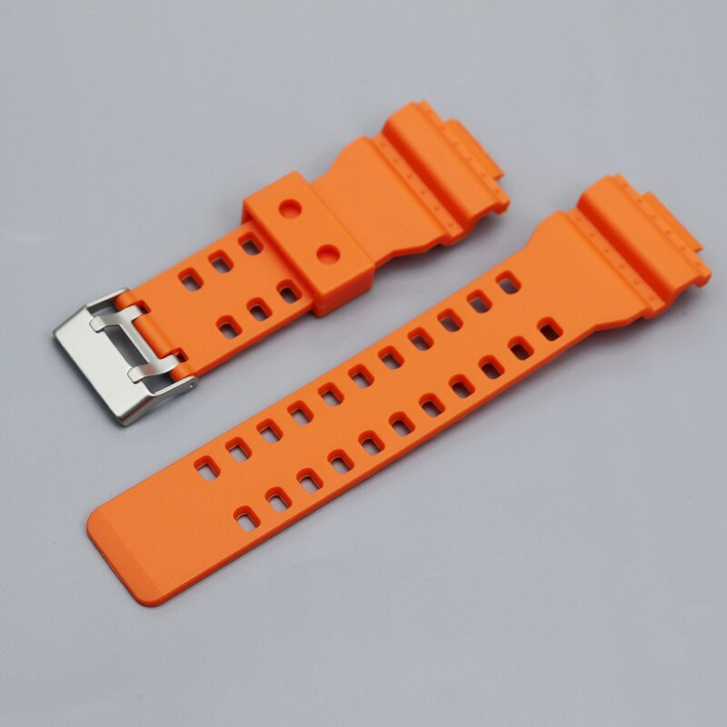 16mm Siliconen Horlogeband voor Casio G-Shock GA-110 GA-100 GA-120 Effen kleur Rubber Waterdichte Mannen Horloge Band Strap voor ga700 400: BLACK WHITE