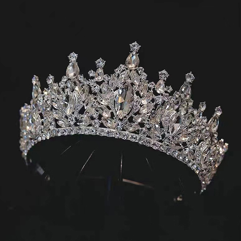Diadèmes de mariée en cristal de couleur argent, couronne de luxe, strass, diadème de concours, couvre-chef, accessoires pour cheveux de mariage: Rouge