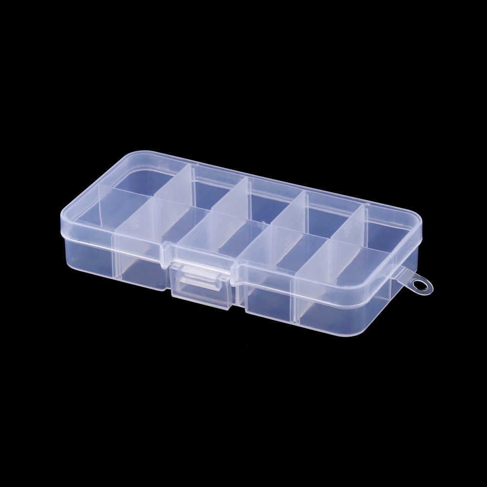 10 Slots Adjustable Clear Plastic Rectangle Storage Box Case Holder Craft Organizer Beads Jewelry Container For Jewelry Storage: Clear