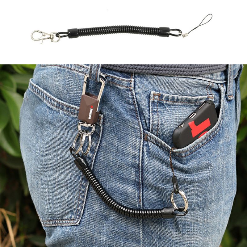 10Pcs Schwarz Spule Quellen Keychain Handy Snap Haken Halter Versenkbare Spule Schnur Schlüssel Kette Halter mit Karabiner