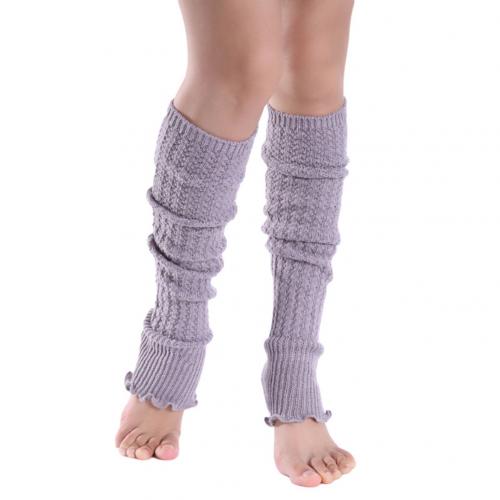 Chaussettes longues plissées pour femmes, couleur unie, tricotées, chauffe-jambes, personnalisées, confortables, chaudes, coupe-vent pour l'extérieur: Light Gray