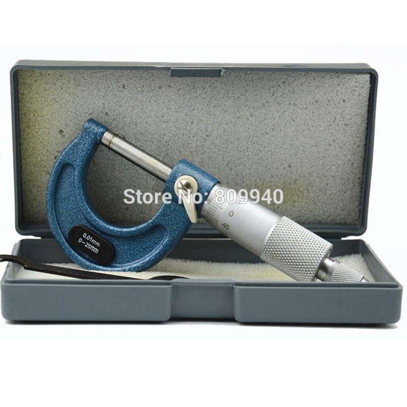 Blue Frame Stainless Steel 0-25mm Outside Micrometer 25mm micrometer thickness caliper measuring gauge tool