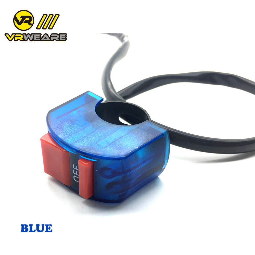 Interruptor Universal de manillar de motocicleta, botón de encendido y apagado para Moto, ATV, DC 12V/10A, color negro: Azul