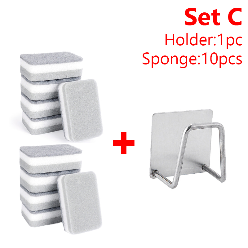 Keuken Sponzen Houder Zelfklevende RVS Gootsteen Afvoer Rack Spons Schuursponsje Schoonmaken Vaatdoek Opslag Plank Sets: Licht Geel