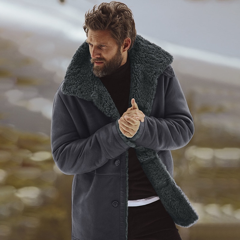 Vinter mænd frakke mærke tøj fleece foret tyk varm ulden overfrakke herre uld blanding herre frakke plus størrelse presale