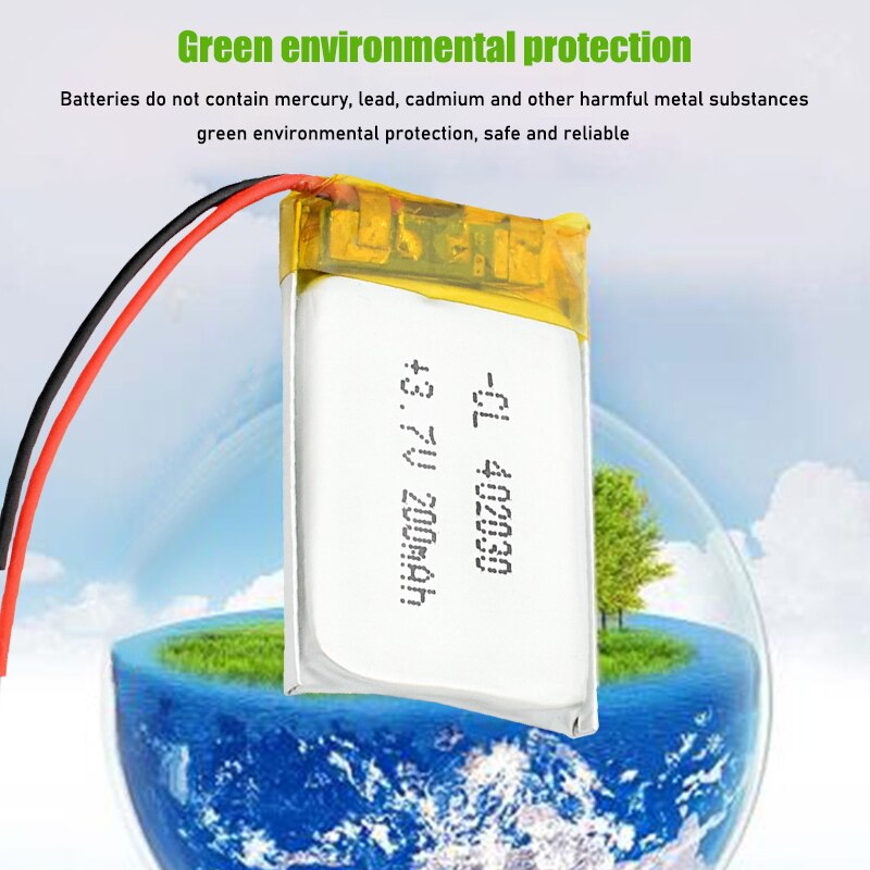 402030 3.7v 200 mah li-ion lipo celler litium li-po polymer oppladbart batteri til bluetooth gps  mp3 mp4 opptaker
