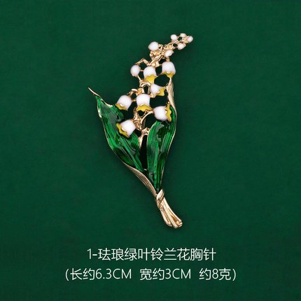 Huanzhi Retro Emaille Druipen Glazuur Parel Bel Orchidee Bloemen Groene Plant Broche Voor Vrouwen Kraag Accessoires Sieraden: A