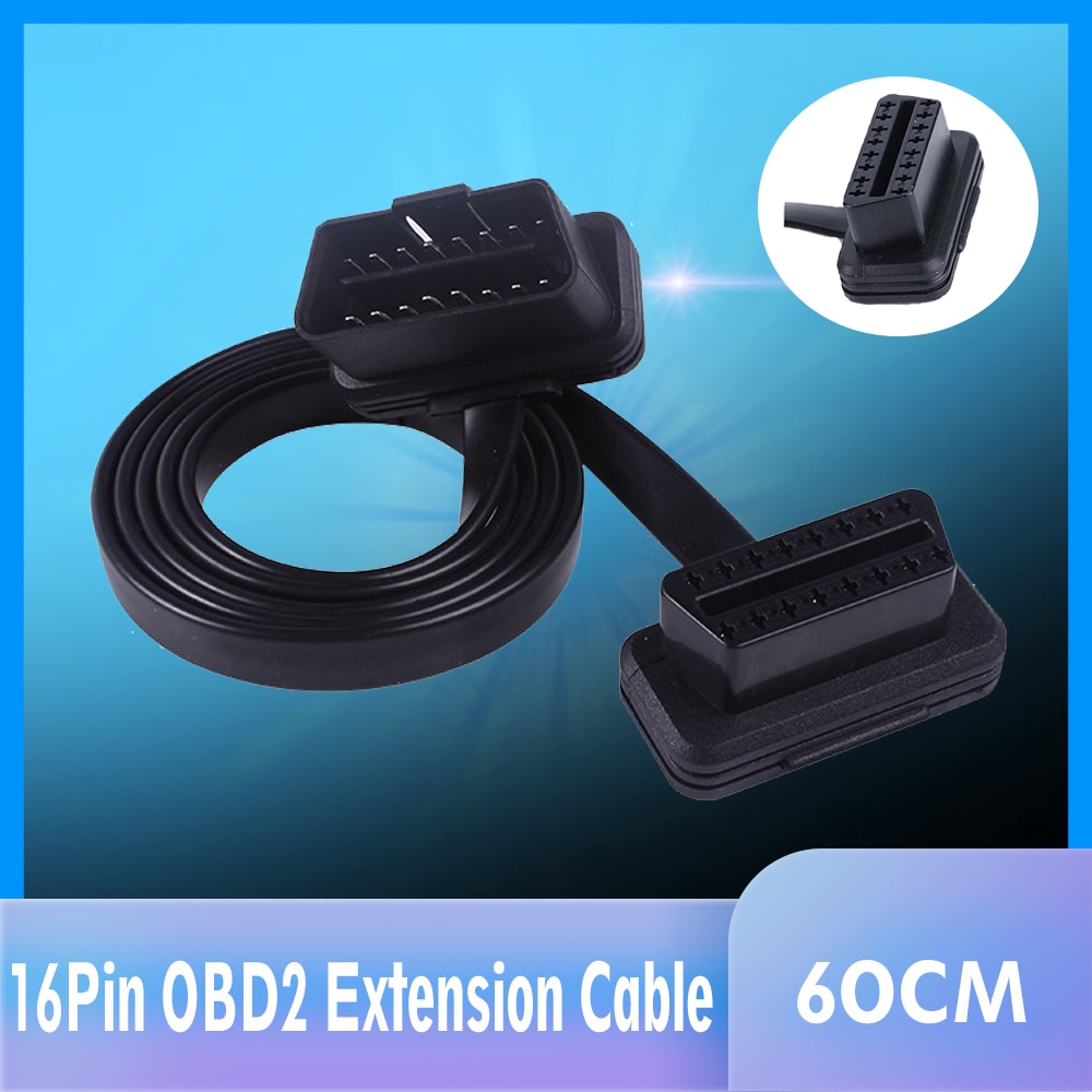 Voiture OBD ligne OBD2 câble d'extension un point deux nouilles plat câble obd un glisser deux noyau plein puissance 0.6m 16pin adaptateur de connexion