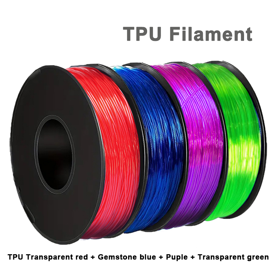 3D Printer Filament 1.75mm 250g TPU 3D Plastic Printing Filament Flexible Filament Printing Materials Gray Black Red Color