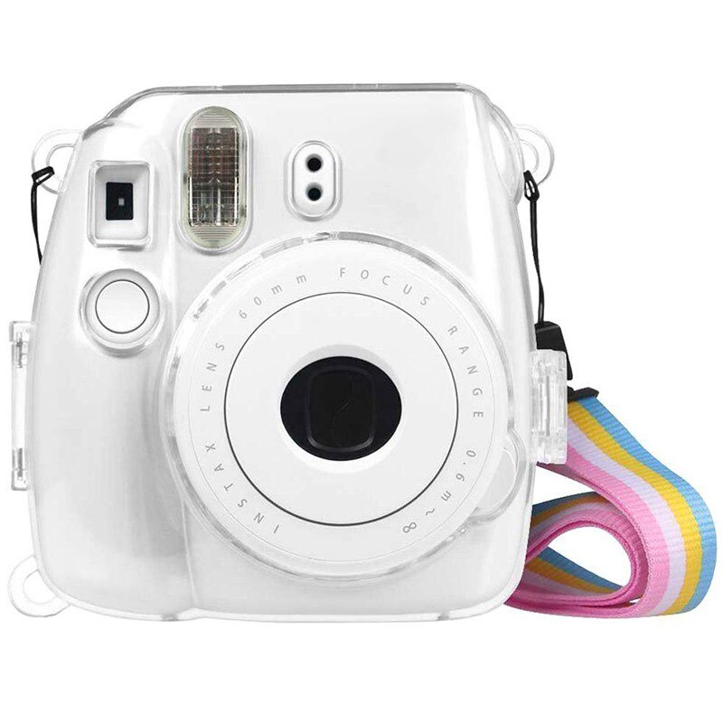 Powstro etuier til fujifilm instax mini 9 kamera beskyttelse etui gennemsigtigt plastik cover med rem til fuji mini 8/8 taske