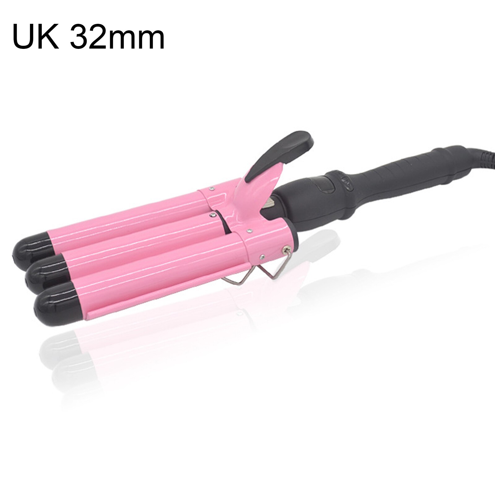 Triple Barrel Hair Curler Irons With Lcd Temperature Display Hair Stick Ceramic Hair Wave Waver Suitable For Salons: 32MM-UK