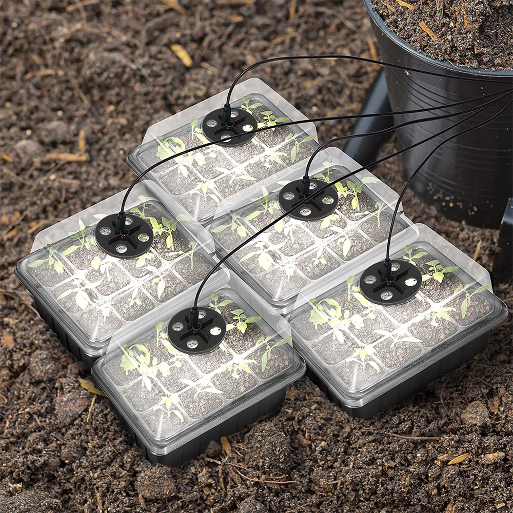 Kit de bandeja de semillero de 60 celdas, bandejas de inicio de semillas con luz de crecimiento y humedad ajustable, bandejas de vivero de semillas, Kit de cultivo, 5 paquetes