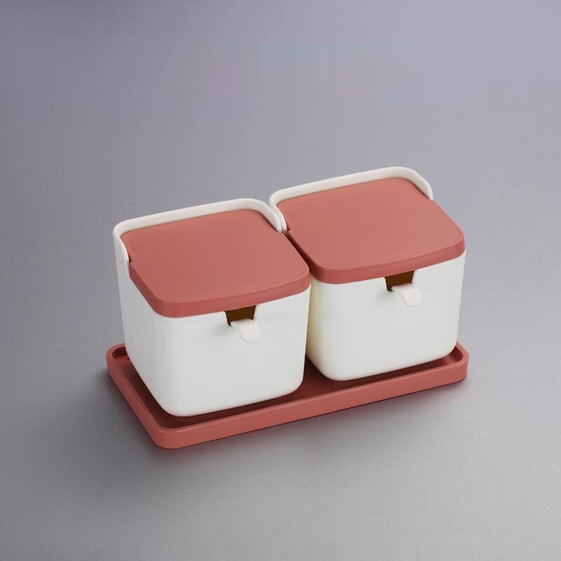 1 Set Plastic Sugar Bowl with Spoon Kitchen Salt Container Salt And Pepper Spice Bottle: 08