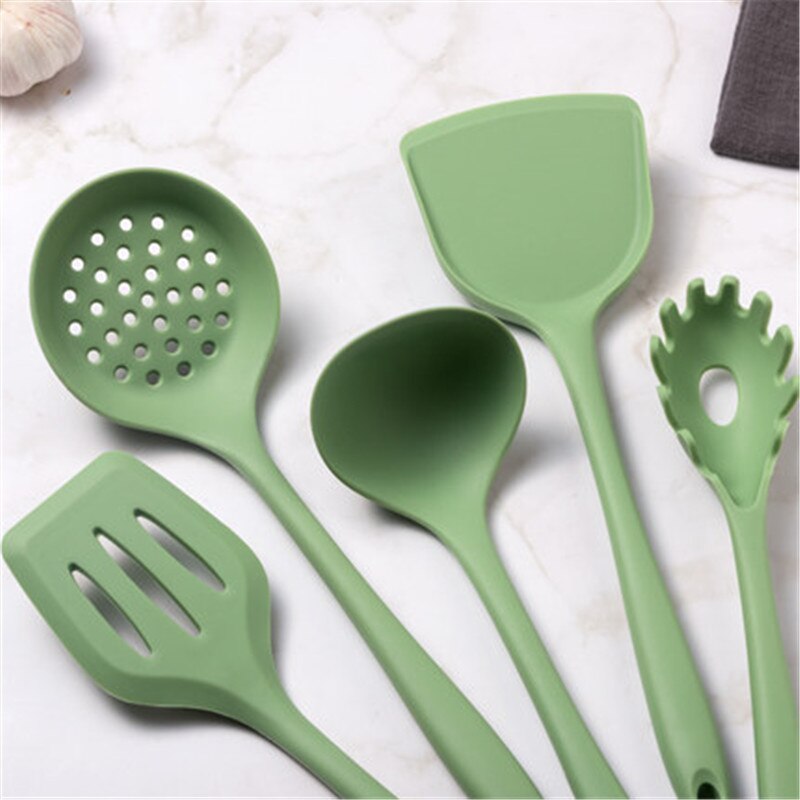 Silicone Kicthen Cooking green Spatula Cooking Spoon Soup Ladle-egg Turner Kitchen Tools Set Silicon Cooking Utensil Set