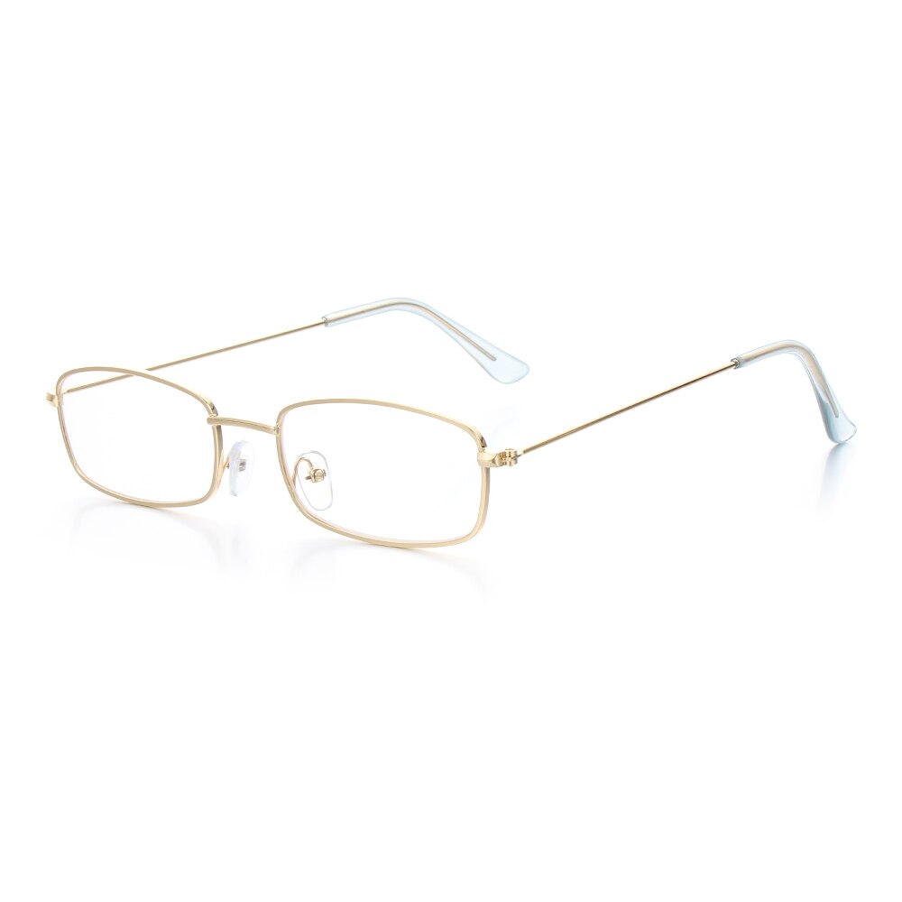 1Pc Kleine Retro Metalen Frame Fietsen Driving Zonnebril Vrouwen Mannen Rechthoek Kleurrijke Zonnebril UV400 Shades Clear Lens Eyewear: Gold Flat Mirror