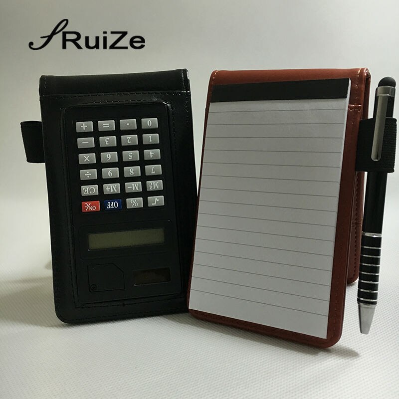 Ruize Multifunctionele Kleine Notebook A7 Pocket Notebook Planner Notepad Lederen Cover Note Met Rekenmachine
