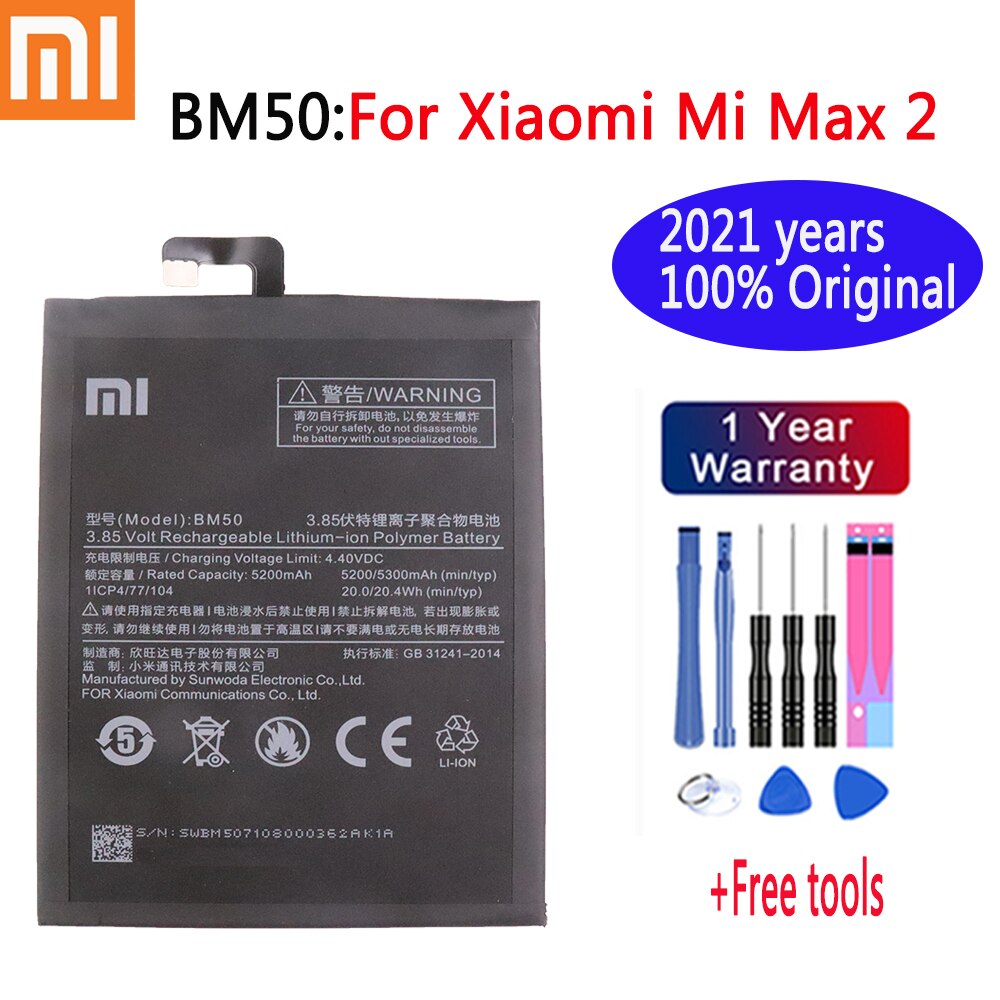 2021 anni 100% batteria originale Xiao mi BM49 BM50 BM51 per Xiaomi Max 2 3 Max2 Max3 batterie di ricambio per telefono di alta qualità: BM50
