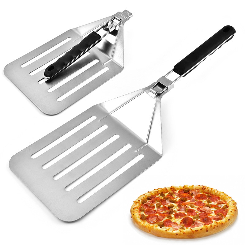 Opvouwbare Pizza Schop Rvs Cake Schoppen Plus-size Gebak Spatels Bakken Tool met Anti-slip Hand Handvat