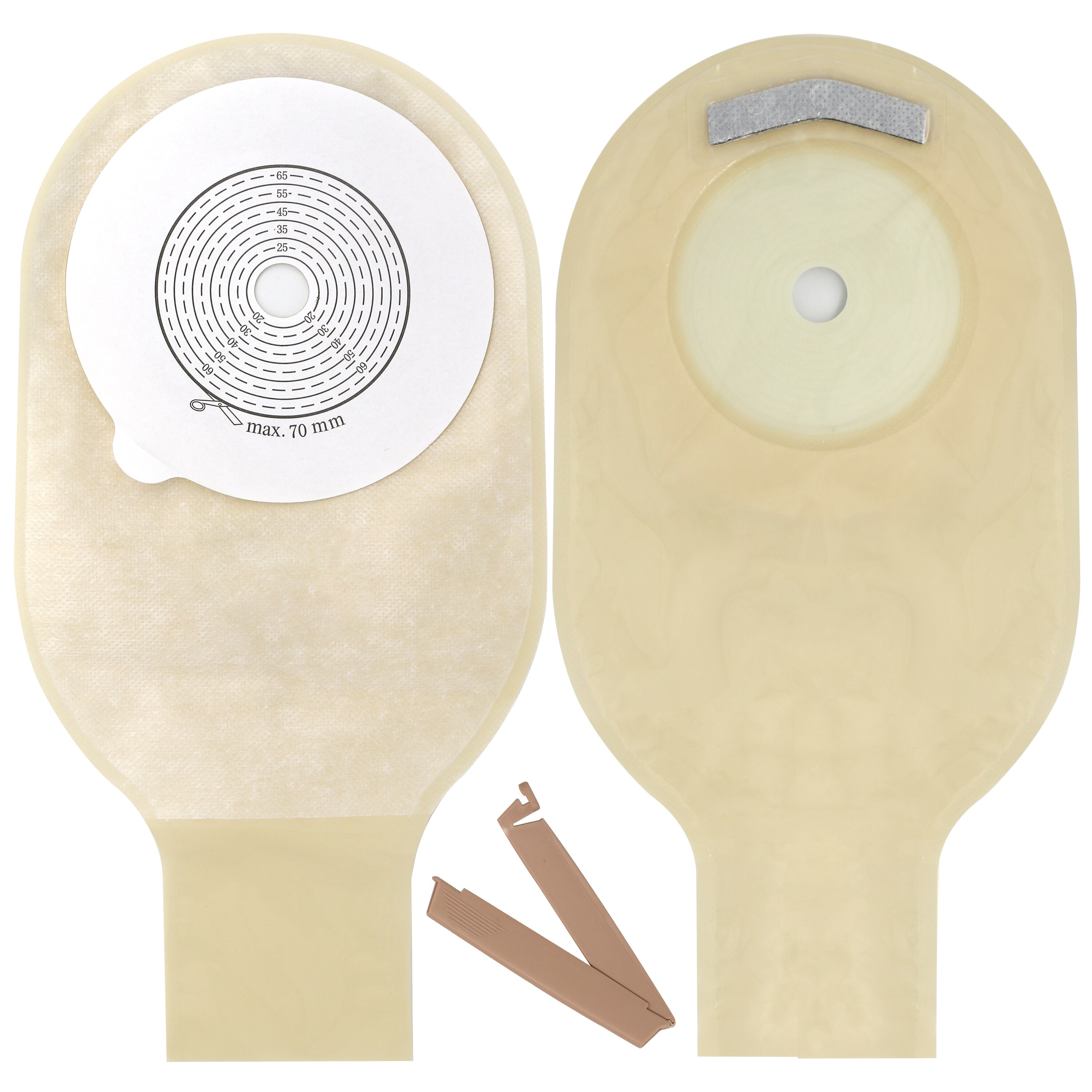 30 Pcs olostomy Bags 70mm with Clips Carbon Filter Single Side Non