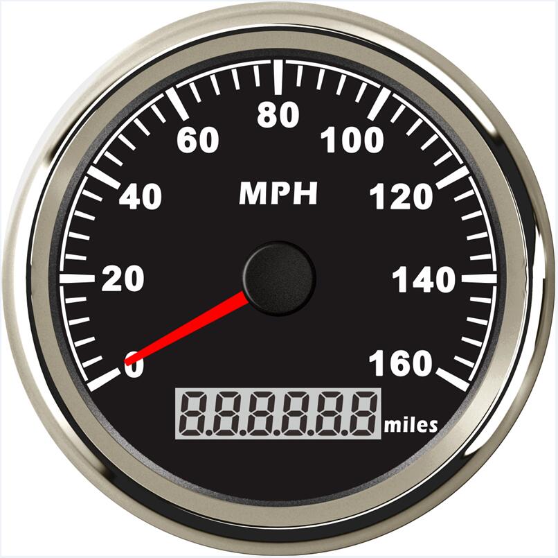 1pc tachimetro GPS calibri odografo 0-160MPH milometri di velocità 9-32V 316L castone uso per auto con retroilluminazione rossa e Antenna GPS: BS