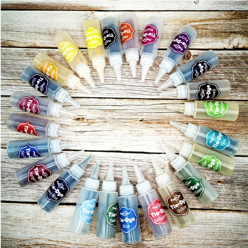 Tie dye kit textilfärger med gummiband tyg dekorera kallt vatten 24 färger kläder graffiti handarbete färgläggning  l0727
