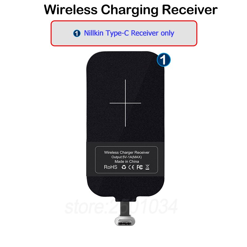 Qi Wireless Charging for Xiaomi Redmi Note 9S Qi Wireless Charger+USB Type C Receiver Nillkin Adapter TPU Case: Receiver only