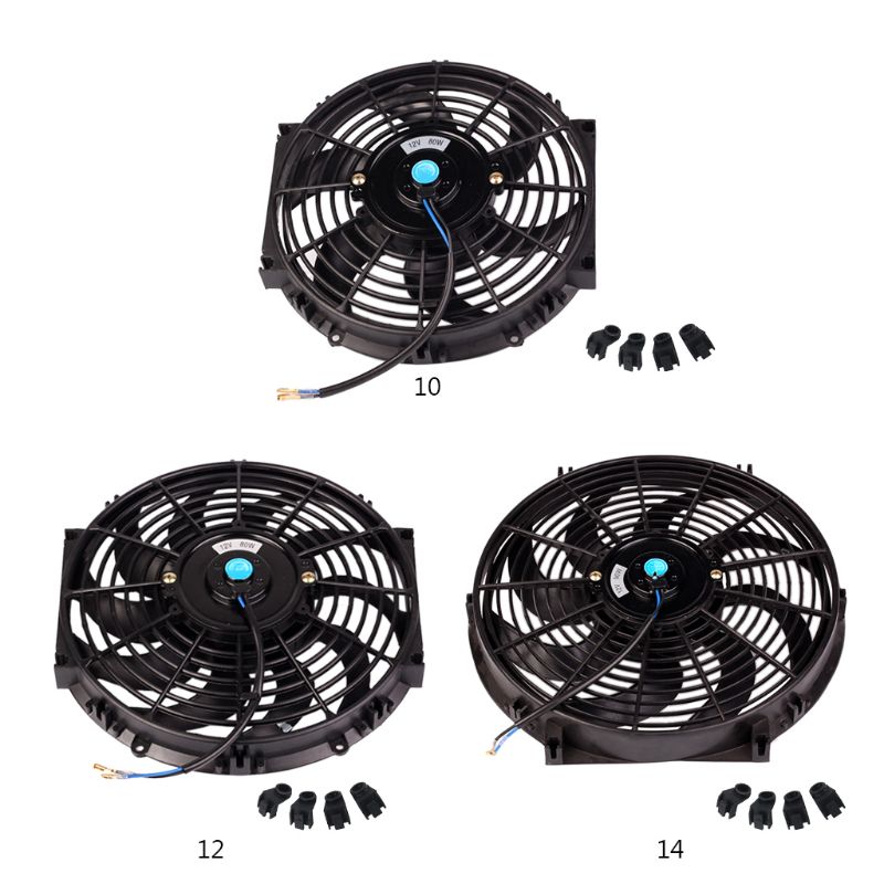Ventilador de radiador Universal para coche de 10 pulgadas, 12 pulgadas y 14 pulgadas, ventilador de refrigeración de motor eléctrico de 12V 87HE