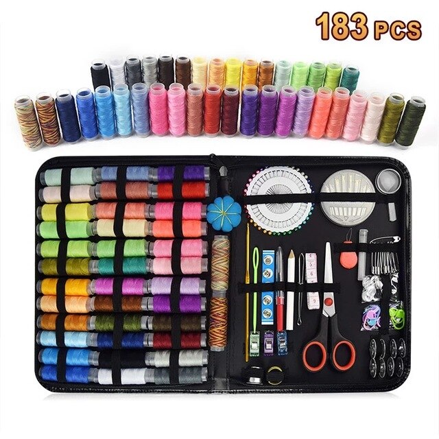 Sewing Kits 68/98/183/200pcs Storage DIY Multi-function Arts Craft Box Set Hand Quilting Stitching Embroidery Thread Sewings Kit: 183 PCS