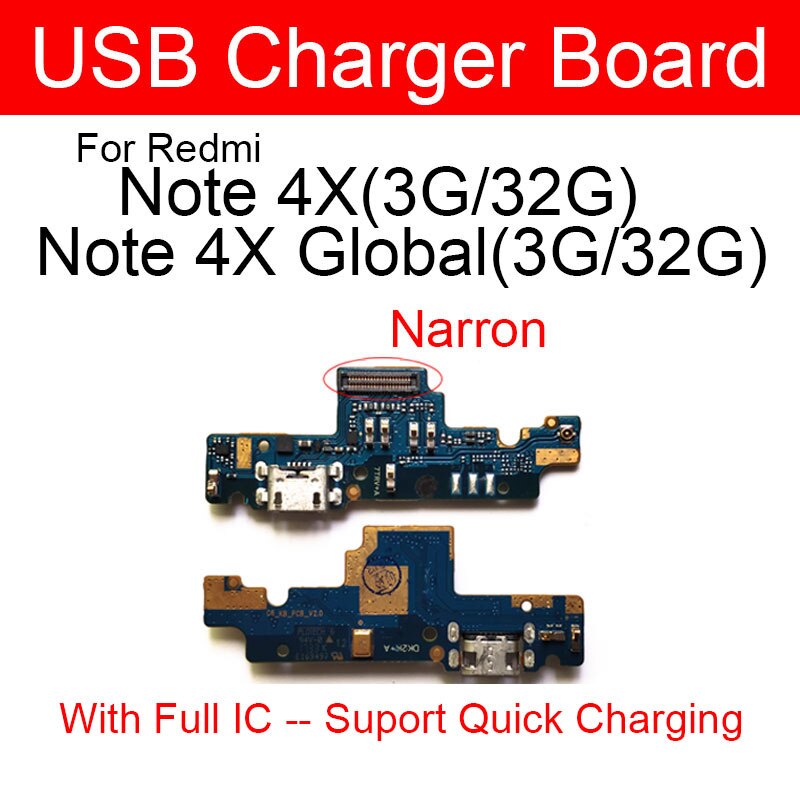 Placa de entrada usb carregadora, para xiaomi redmi note 4x x20 conector de carregamento para xiaomi note 4 porta de carregamento usb + peças do microfone: Note 4xNorrow withic