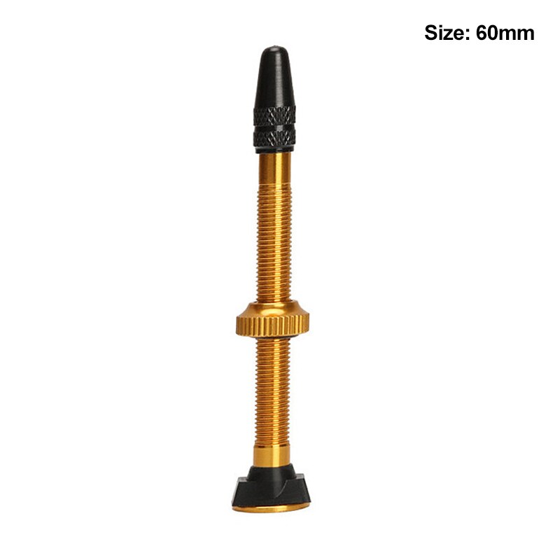 Bicicleta 1Set 40/60mm Presta válvula para camino MTB bicicleta sin tubo neumáticos aleación Stem sin tubo sellador Compatible boquilla de vacío: 60mm Golden 1Set