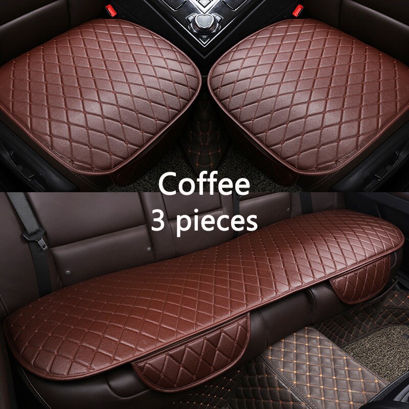 Universal Car Seat Cover PU Leather Auto Cushion Protector Mat Interior Parts For Ford Focus ST RS SE ST170 ST225 ST250 ST300: 3pcs-Coffee