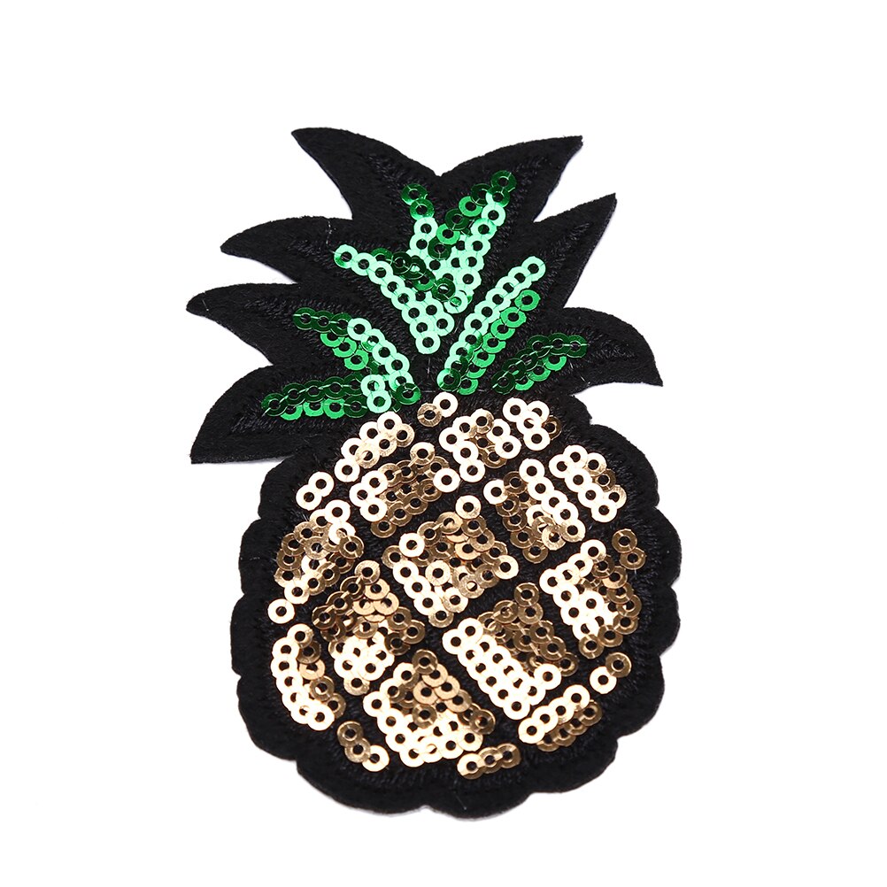 Modern Cartton Patch Applique Pineapple Diy Clothing Eco-friendly Sticker Sequins Embroidery Iron Sew On 4.6*8Cm