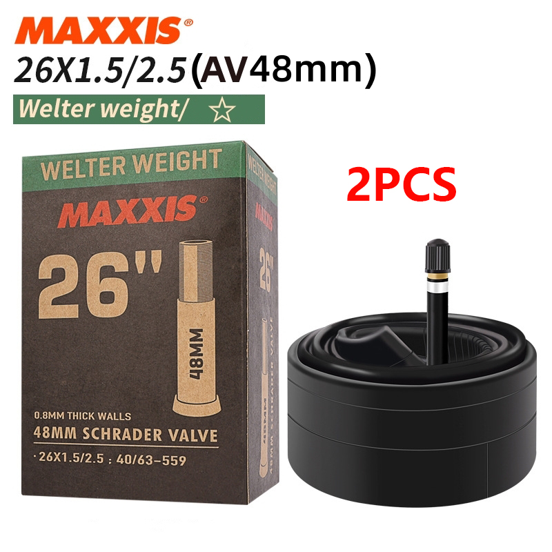2PCS MAXXIS WELTER WEIGHT Bicycle Inner Tube 26/27.5/29 Inner Tube Of Mountain Bike Road Bike AV(SV) FV(PV) Origina Inner Tube: Ivory