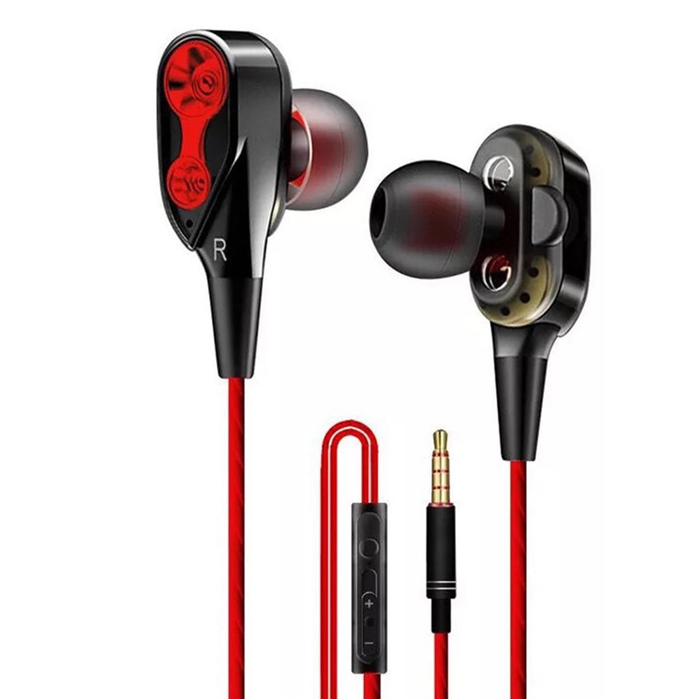 Moving Coil Iron Universal 3.5mm Universal In-Ear Wired Earphone HiFi Stereo Music Earpiece Comfortable To Wear: Red
