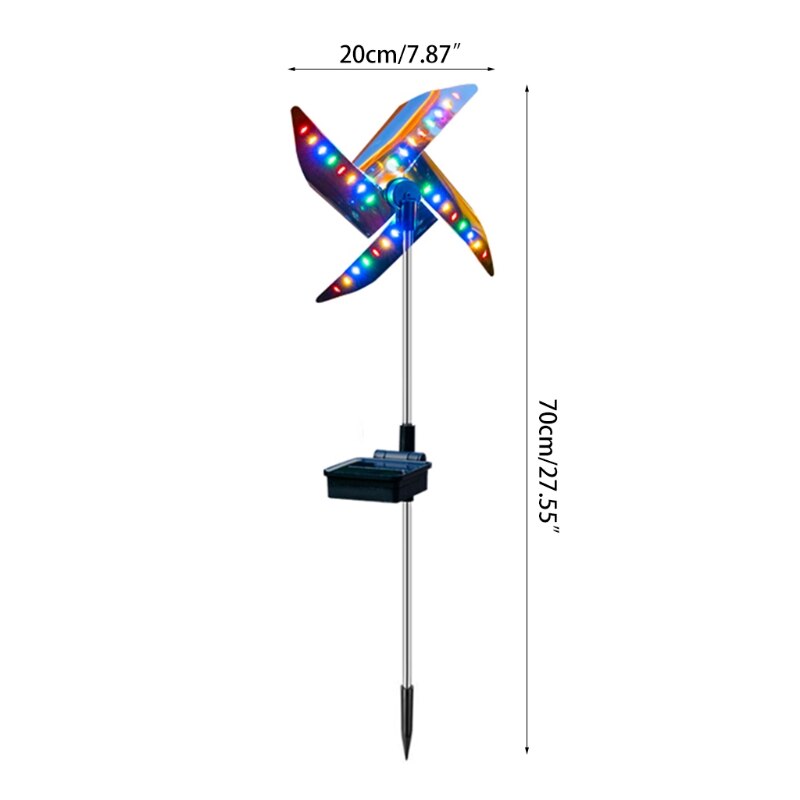 Solar Wind Spinner Garden Stake Pinwheels with 8 Lighting Modes LED Fairy Lights B2QD