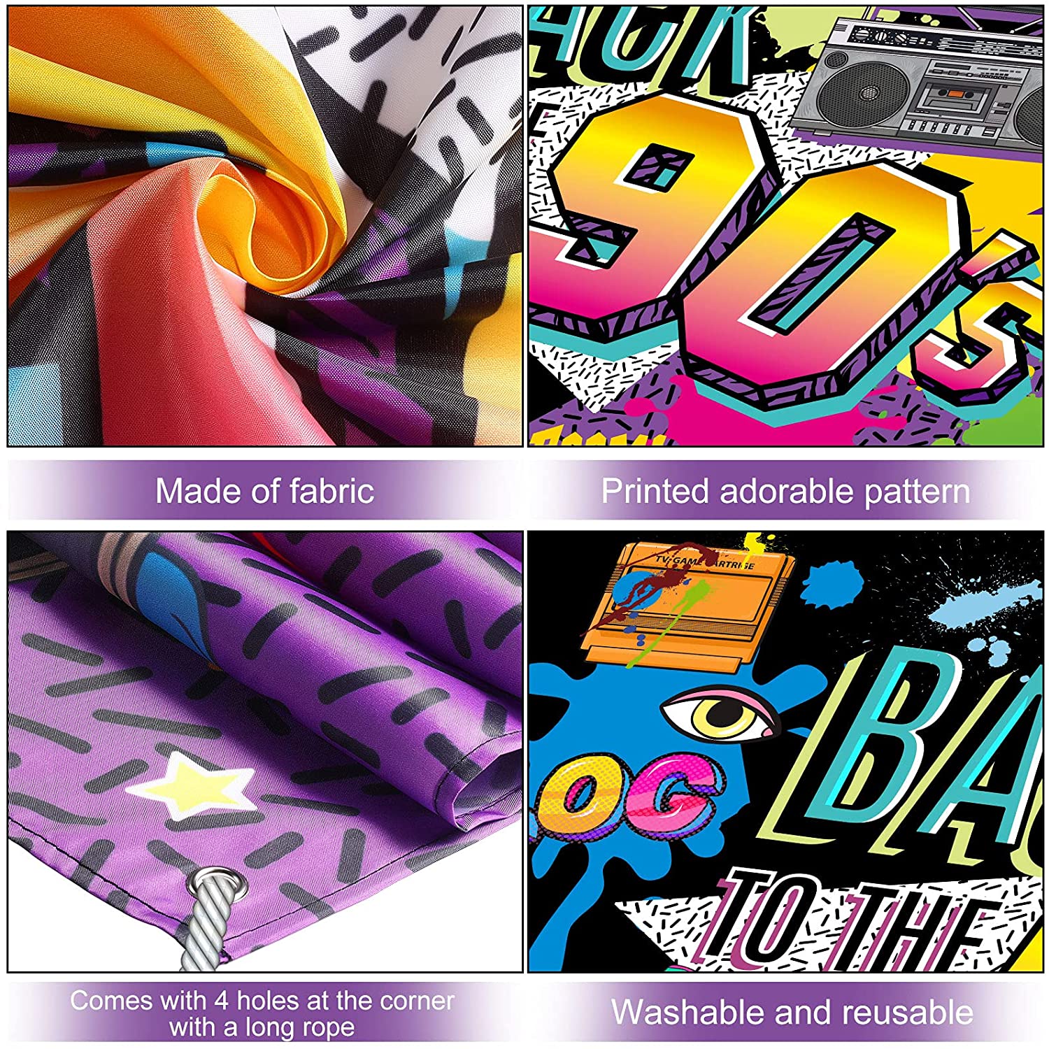 90’S Backdrop Hip Hop Graffiti Brick Wall Retro Radio Photography Background Back to The 90’S Themed Party Banner Decor