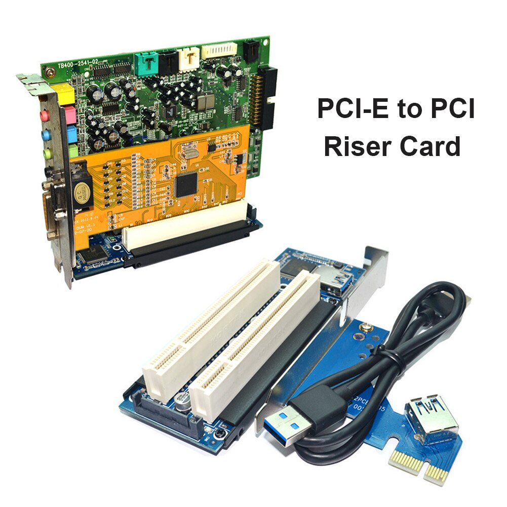 PCI-E To Dual PCI Riser Card Extender Desktop PCI Express Expansion Adapter For PC Computer Windows XP LINUX Vista
