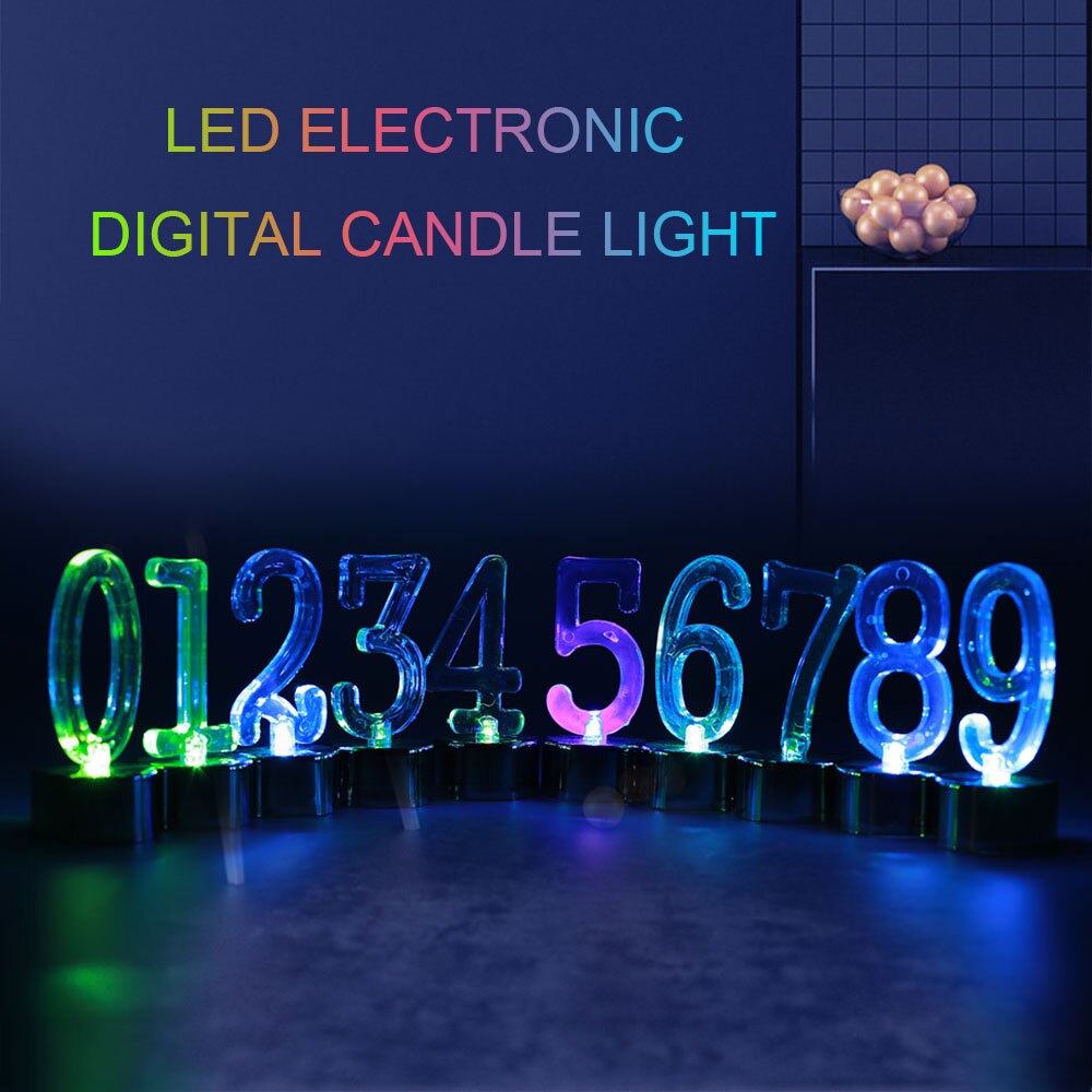 Bougie à lumière LED pour anniversaire, chiffres 0-9, lettres décoratives, lampe à changement automatique, sans flamme, lumières décoratives pour anniversaire,